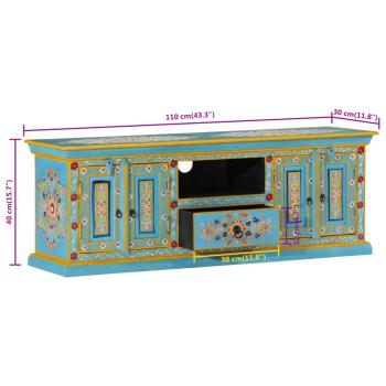 TV-Schrank Blau 110x30x40 cm Massivholz Mango