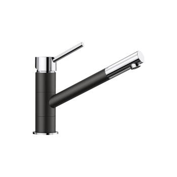 ARDEBO.de Blanco Kano Einhebelmischer, SILGRANIT-Look zweifarbig, Rohrauslauf, Hochdruck, siligranitschwarz/chrom (526175)