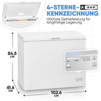 Bomann GT 7356 Stand Gefriertruhe, 102,6 cm breit, 198 L, LED-Beleuchtung, Schnellgefrierfunktion, weiß (773560)