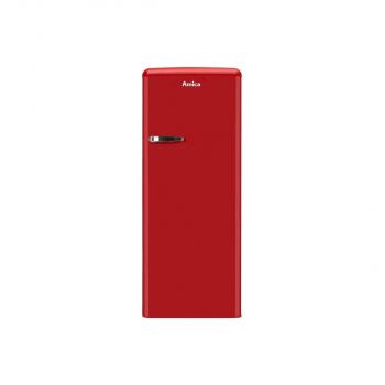 ARDEBO.de Amica KSR 364 150 R Retro Kühlschrank mit Gefrierfach, 55 cm breit, 218L, LED-Beleuchtung, chili red
