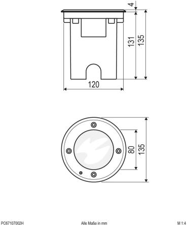 EVN PENTOLA LED Bodeneinbauleuchte, 7W, 3000K, 350lm, rund, edelstahl (PC67107002H)