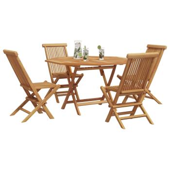 Garten Essgruppe 5 pcs Braun Massivholz Teak