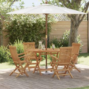 ARDEBO.de - Garten Essgruppe 5 pcs Braun Massivholz Teak