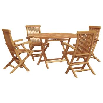Garten Essgruppe 5 pcs Braun Massivholz Teak