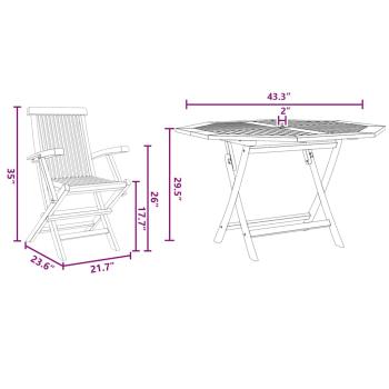 Garten Essgruppe 5 pcs Braun Massivholz Teak
