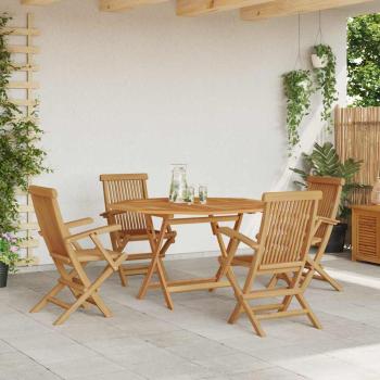 Garten Essgruppe 5 pcs Braun Massivholz Teak