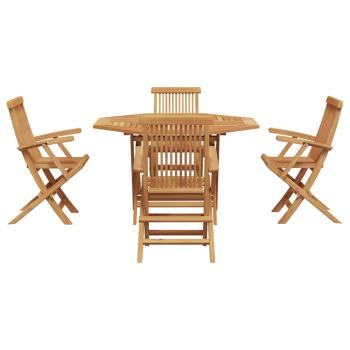 Garten Essgruppe 5 pcs Braun Massivholz Teak