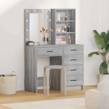ARDEBO.de - Schminktisch 2 pcs Grau 50 x 41 x 135 cm Holzwerkstoff