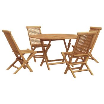 ARDEBO.de - Garten Essgruppe 5 pcs Braun Massivholz Teak