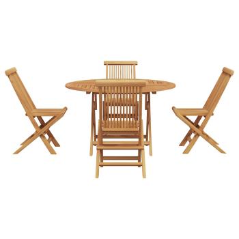 Garten Essgruppe 5 pcs Braun Massivholz Teak