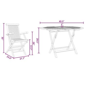 Garten Essgruppe 5 pcs Braun Massivholz Teak