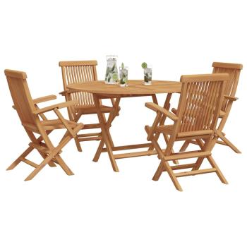 Garten Essgruppe 5 pcs Braun Massivholz Teak