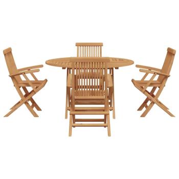Garten Essgruppe 5 pcs Braun Massivholz Teak