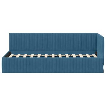 Eckbettgestell mit Kopfteil Blau 80 x 200 cm Samt