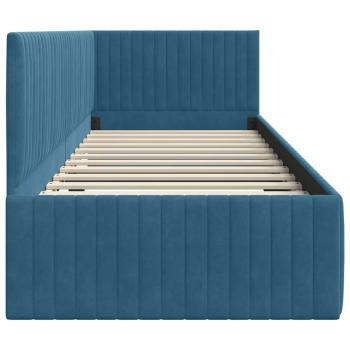 Eckbettgestell mit Kopfteil Blau 80 x 200 cm Samt