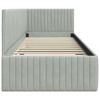 Eckbettgestell mit Kopfteil Hellgrau 80 x 200 cm Samt