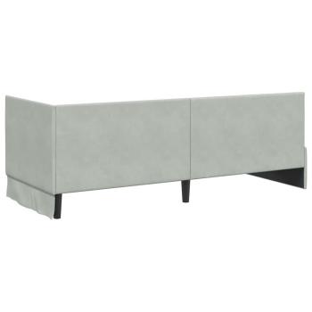 Eckbettgestell mit Kopfteil Hellgrau 80 x 200 cm Samt