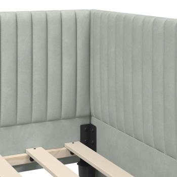 Eckbettgestell mit Kopfteil Hellgrau 80 x 200 cm Samt