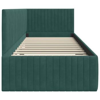 Eckbettgestell mit Kopfteil Dunkelgrün 80 x 200 cm Samt