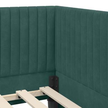 Eckbettgestell mit Kopfteil Dunkelgrün 80 x 200 cm Samt