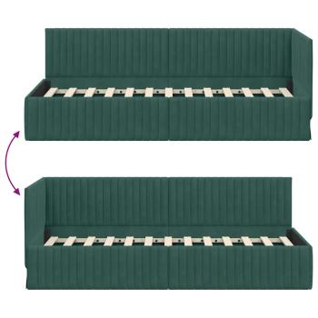 Eckbettgestell mit Kopfteil Dunkelgrün 80 x 200 cm Samt