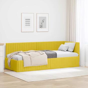 ARDEBO.de - Eckbettgestell mit Kopfteil Gelb 80 x 200 cm Samt