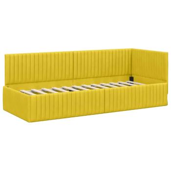 Eckbettgestell mit Kopfteil Gelb 80 x 200 cm Samt