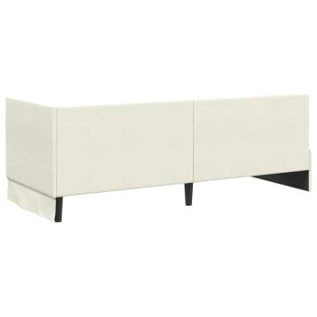 Eckbettgestell mit Kopfteil Creme 80 x 200 cm Samt