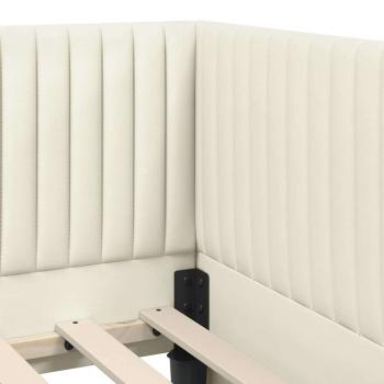 Eckbettgestell mit Kopfteil Creme 80 x 200 cm Samt