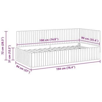 Eckbettgestell mit Kopfteil Gelb 90 x 190 cm Samt