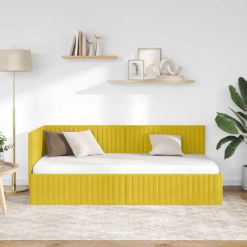 Eckbettgestell mit Kopfteil Gelb 90 x 190 cm Samt