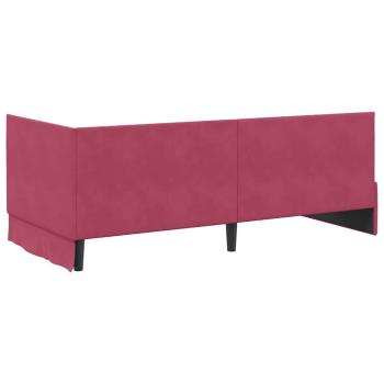 Eckbettgestell mit Kopfteil Weinrot 90 x 200 cm Samt