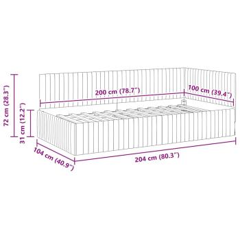 Eckbettgestell mit Kopfteil Hellgrau 100 x 200 cm Samt