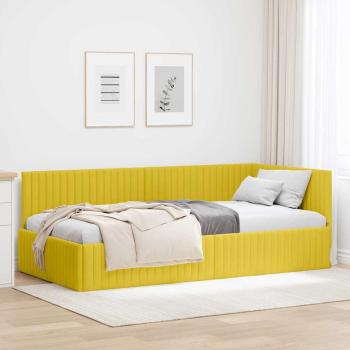 ARDEBO.de - Eckbettgestell mit Kopfteil Gelb 100 x 200 cm Samt