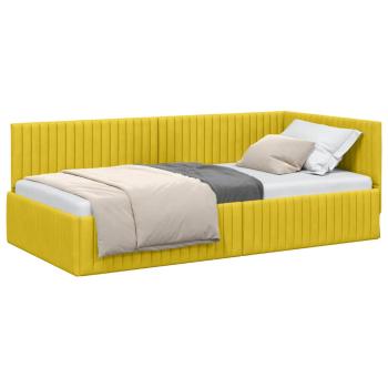 Eckbettgestell mit Kopfteil Gelb 100 x 200 cm Samt
