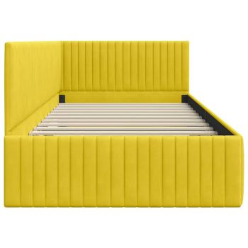 Eckbettgestell mit Kopfteil Gelb 100 x 200 cm Samt