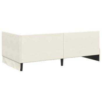 Eckbettgestell mit Kopfteil Creme 100 x 200 cm Samt
