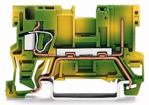 ARDEBO.de - 1-Leiter/1-Pin-PE-Basisklemme 4 mm² grün-gelb