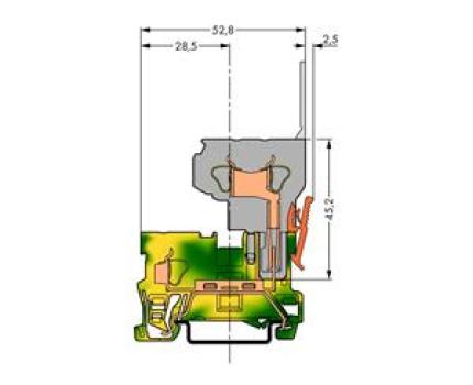 WAGO Kontakttechnik 1-Leiter/1-Pin-PE-Basisklemme 4 mm² grün-gelb (100 ST)