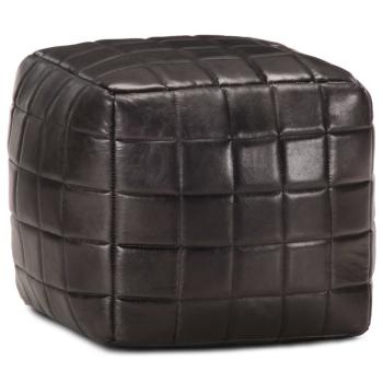 ARDEBO.de - Pouf Schwarz 40 x 40 x 40 cm Echtes Ziegenleder