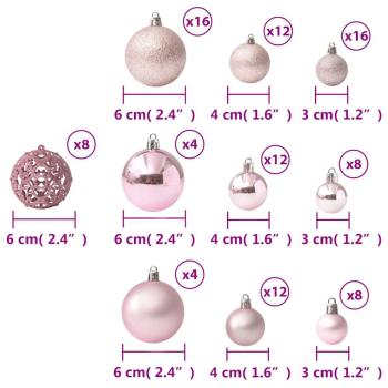 100-tlg. Weihnachtskugel-Set Rosa