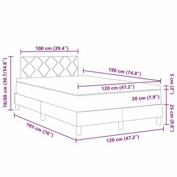 Boxspringbett mit Matratze Dunkelbraun 120 x 190 cm Stoff