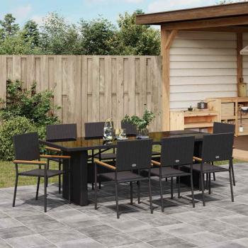 Garten Essgruppe 9 pcs Schwarz Poly Rattan