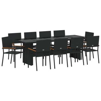 Garten Essgruppe 11 pcs Schwarz Poly Rattan