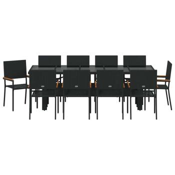 Garten Essgruppe 11 pcs Schwarz Poly Rattan