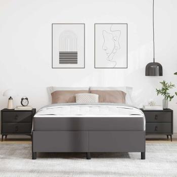 Bettgestell mit Matratze Grau 160 x 200 cm Kunstleder