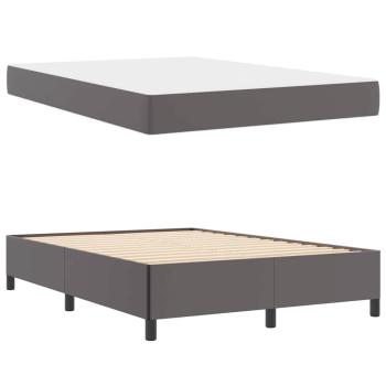 Bettgestell mit Matratze Grau 160 x 200 cm Kunstleder