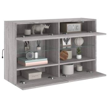 TV-Wandschrank mit LED-Leuchten Grau Sonoma 98,5x30x60,5 cm