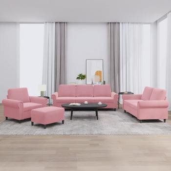 ARDEBO.de - 4-tlg. Sofagarnitur mit Kissen Rosa Samt