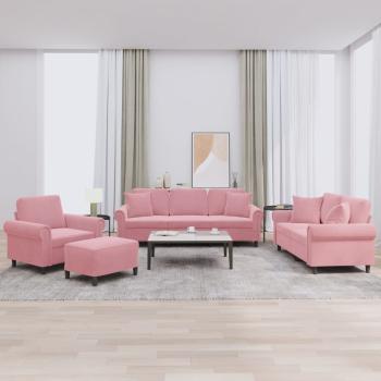 ARDEBO.de - 4-tlg. Sofagarnitur mit Kissen Rosa Samt